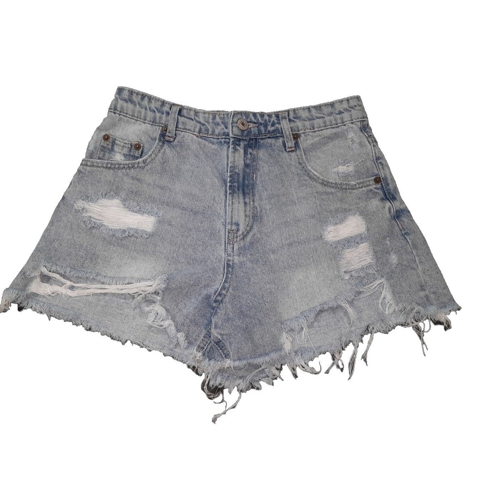 Love Tree Premium Denim Light Wash High Rise Distressed Mom Shorts Small Y2k